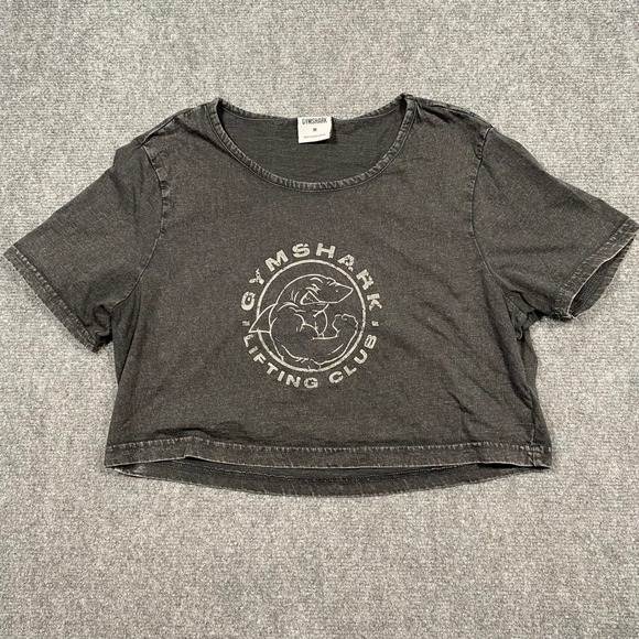 Gymshark Lifting Club Graphic Crop T Shirt Black Wash Women's Size Medium - Picture 1 of 7